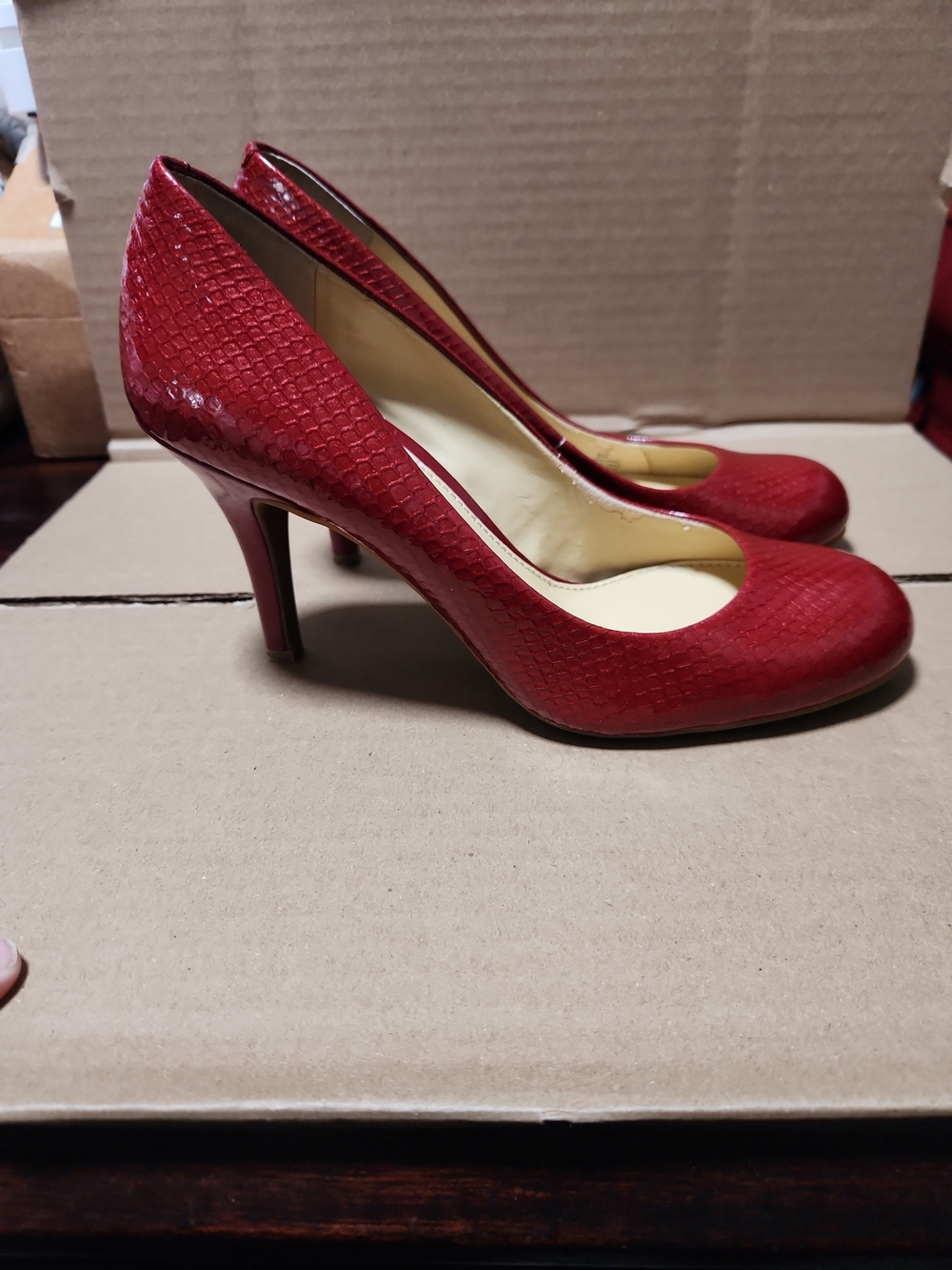 Gianni Bini Red Textured Pump Heels